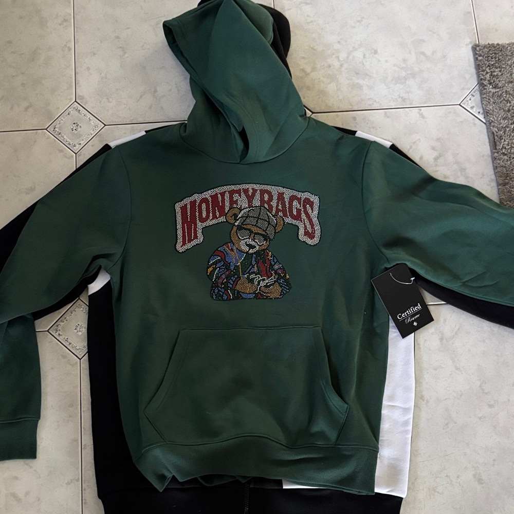 Green Honey-bags Hoodie with Money Bear Graphic tees